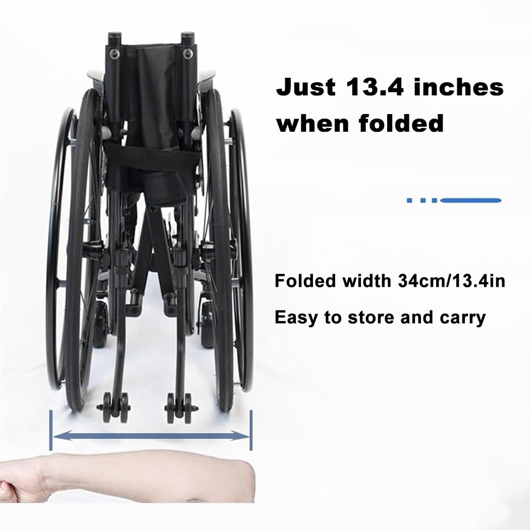 Silla De Ruedas Plegable Ligera Y Autopropulsada - Sillas Ruedas Deportivos Todoterreno - Reposapiés Plegable - Sillas Ruedas para Exteriores, Hogar Y Viajes(Orange-1,16.5" Seat Width)