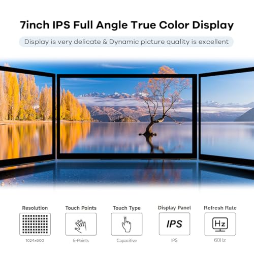 Image of Hosyond 7 Inches Touchscreen IPS LCD Display Panel 1024x600 HDMI Capacitive Touch Screen for Raspberry Pi5 /Pi4 /Pi3 /ZERO 2W, BB Black, Windows