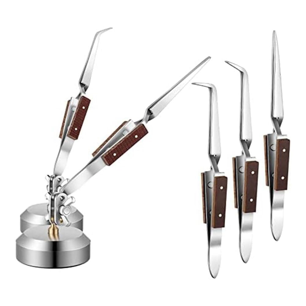 detee Soldering Tweezers Set with Base 360° Rotation for Jewelry Making, Welding, Repairing