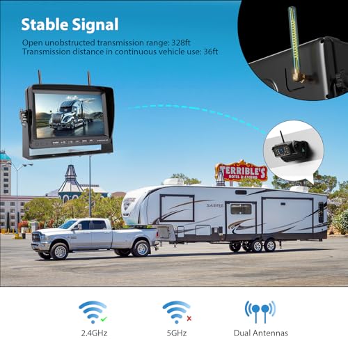 Image of ZEROXCLUB Magnetic Wireless RV Backup Camera System: Rear Camera with 7 inch HD 1080P DVR Monitor, DVR Monitor & IR Night Vision, Portable Rechargeable Camera for RV /Trailer /Fifth Wheels /Camper