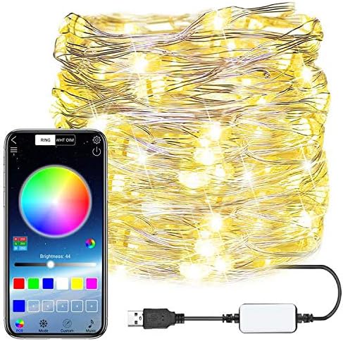 LED String Lights 16ft with 50 LEDs Fairy Lights for Bedroom, Patio, Indoor/Outdoor Waterproof Copper Wire Lights for Birthday, Wedding Multicolor 16 Colors Remote Control USB Power Christmas Lights
