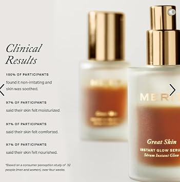 Merite Great Skin Instant Glow Serum, Bi-Phase Lightweight Formula, Hydrating and Plumping with Hyaluronic Acid and Niacinamide
