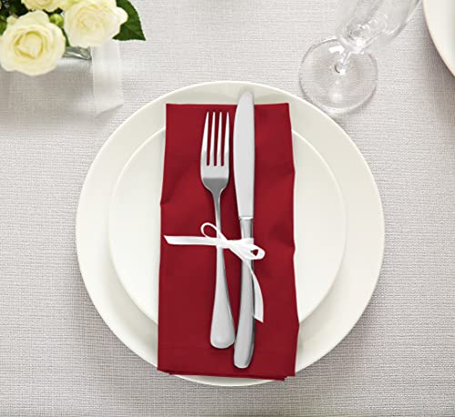 Utopia Kitchen Red Cloth Napkins [12 Pack, 18X18 Inch] Cotton Blend Washable And Reusable Table Dinner Napkins For Hotel, Lunch, Restaurant, Weddings, Event And Parties #TOP3