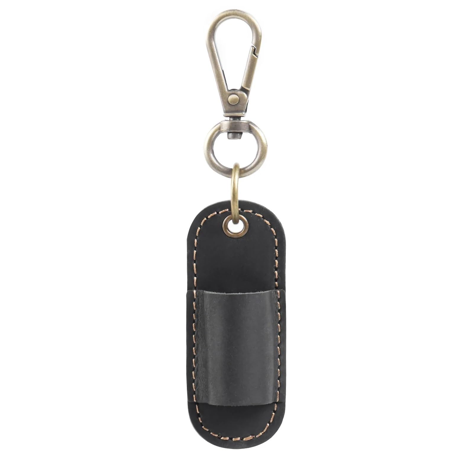 Ladfrtyu Black Fountain Pen Holder Pen Holder With Keychain Clip Leather Portable Pencil Clip-On Bag For Office And Travel(Black)