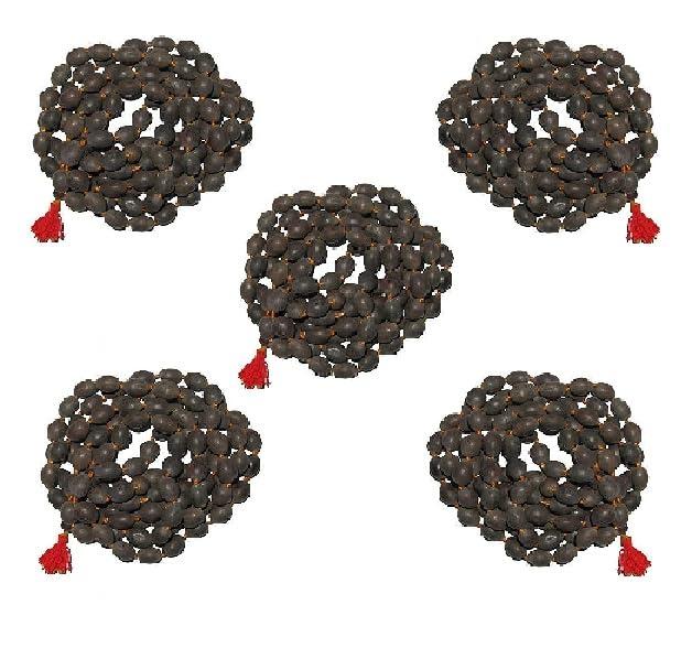 ZEGEL Kamal Gatta Japa Mala | Kamalgatta Mala for Laxmi Pooja and Wearing - Grey | Lotus seeds, Original Japa Mala with 108 Beads | Lotus Seeds Necklace, Natural lotus seed (Set of 5nos) 120cm lenth