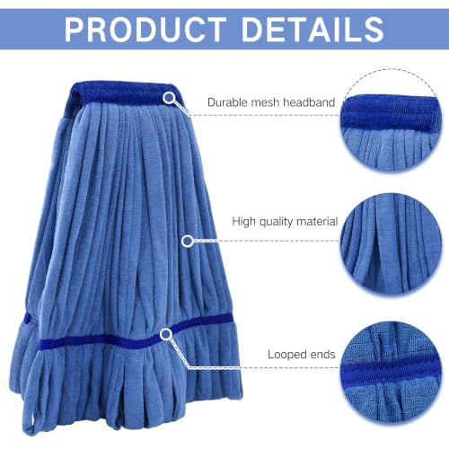 Image of Lallisa 4 Pcs Microfiber Commercial Mop Head Replacement Tube Industrial Looped End Mop Heads Refill for Floor Cleaning for Home Commercial Industrial Use (X-Large,Blue)