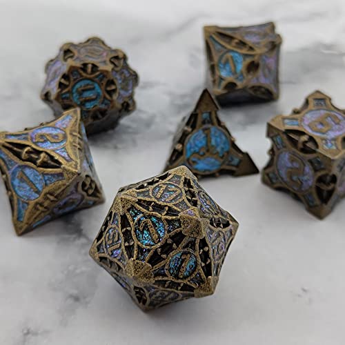 Dnd Dice Set Metal Polyhedral Dice Set Dungeons And Dragons Dice Large Role Playing Dice D&D Dice Mtg Rpg Pathfinder D And D Dice Board Games D20 D12 D10 D8 D6 D4 Black Blue #TOP5