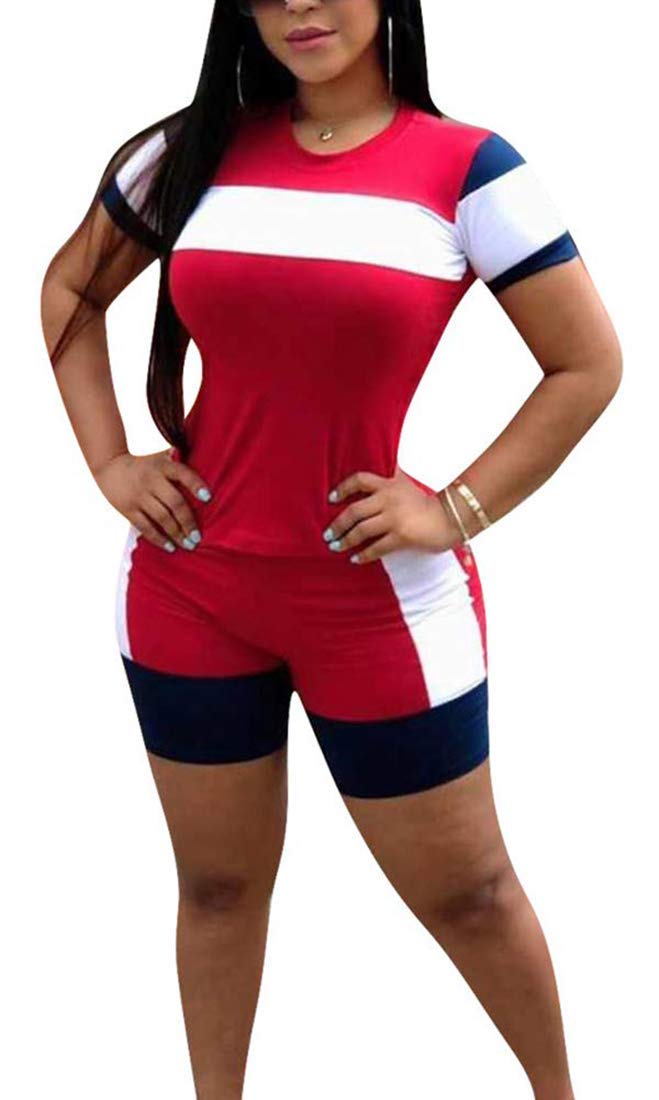 TOPONSKY Womens 2 Piece Sports Outfit Tracksuit Shirt Shorts Jogger Bodycon Sets