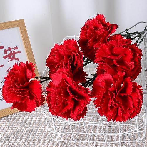 XZJMY Silk Carnation Flower,Artificial Flowers,10Pcs Silk Flower with 55cm Long Stem Fake Flower Arrangements Wedding Decoration Table Centerpieces - Image 4