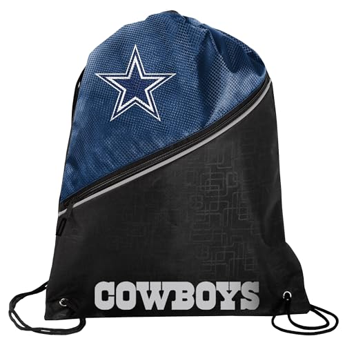FOCO - Mochila NFL de com zíper diagonal com cordão, bolsa de ginástica, Dallas Cowboys, 18.75' x 14', Mochila