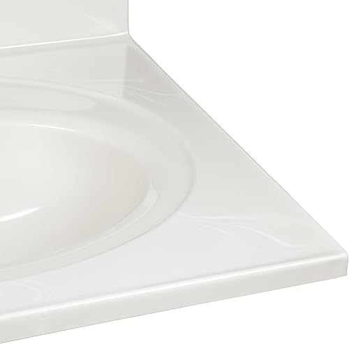 Miniatura 171 de Top de tocador de mármol cultivado de 19 pulgadas con protector contra salpicaduras, embalaje mejorado, remolino de marfil - Design House, 586263