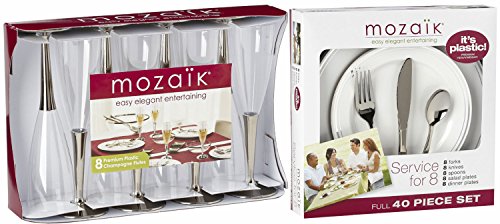 Mozaik Easy Elegant Entertaining Plastic Service for 8 - 48 Pieces Total