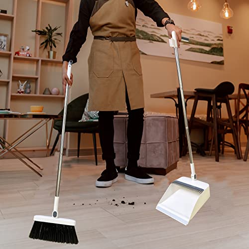 Roellgs Besen Kehrschaufel Set mit Kammzähnen Winddicht Vertikal Langstiel Besen Kit Kehrschaufel Set Haushalt Reinigung Sweep (Weiß) – Bild 4