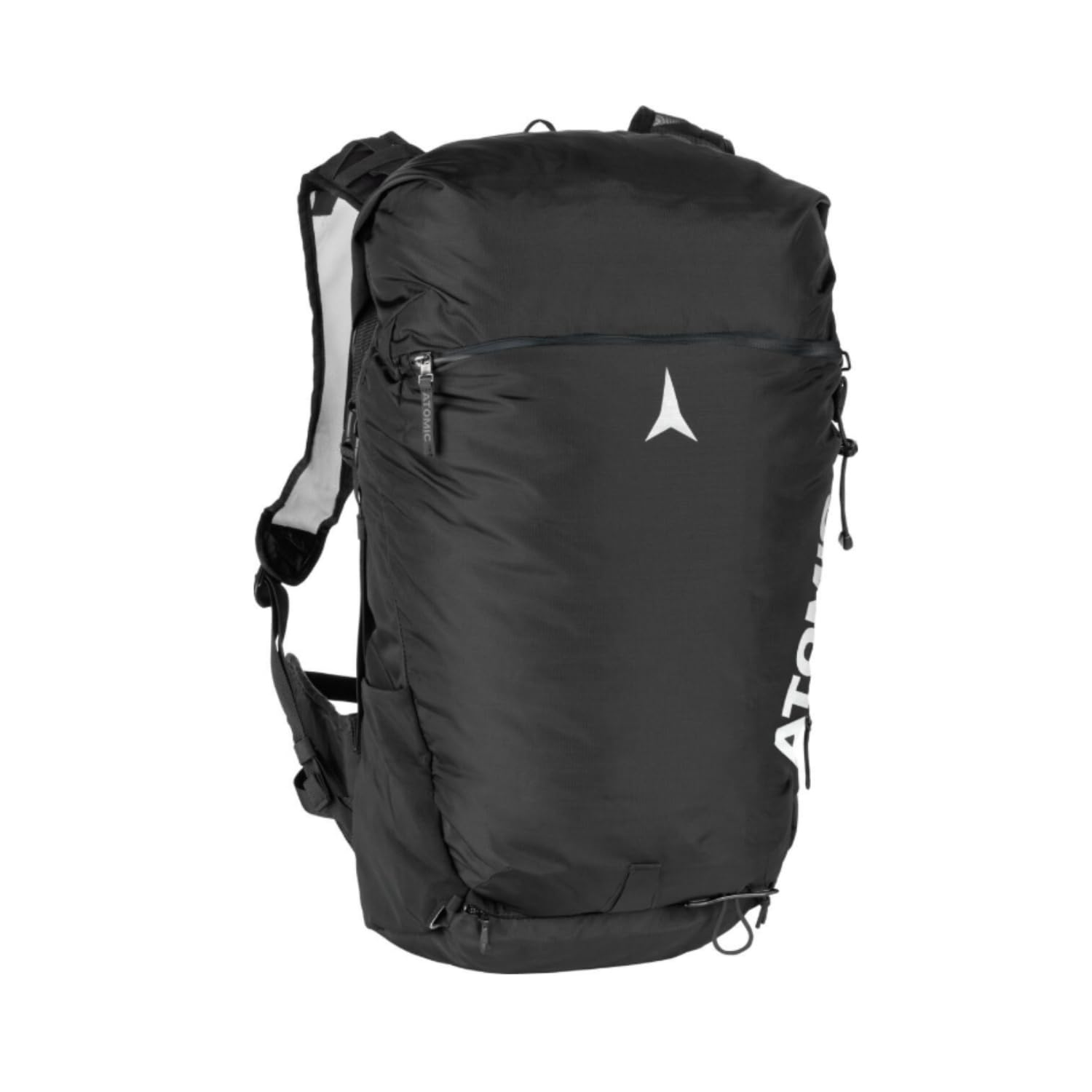 ATOMIC Backland 30+ Black/Black I leichter Skitouren-Rucksack mit Rolltop-Verschluss I alpiner Wanderrucksack mit mehr als 30L Stauraum I robuster & vielseitiger Ski-Rucksack mit Hüftgurt