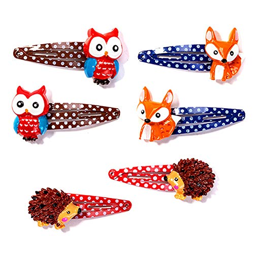 Girl Colorful Snap Hair Clips - Toddler Animal Hair Clips - Owl Fox Hedgehog Hair Tools