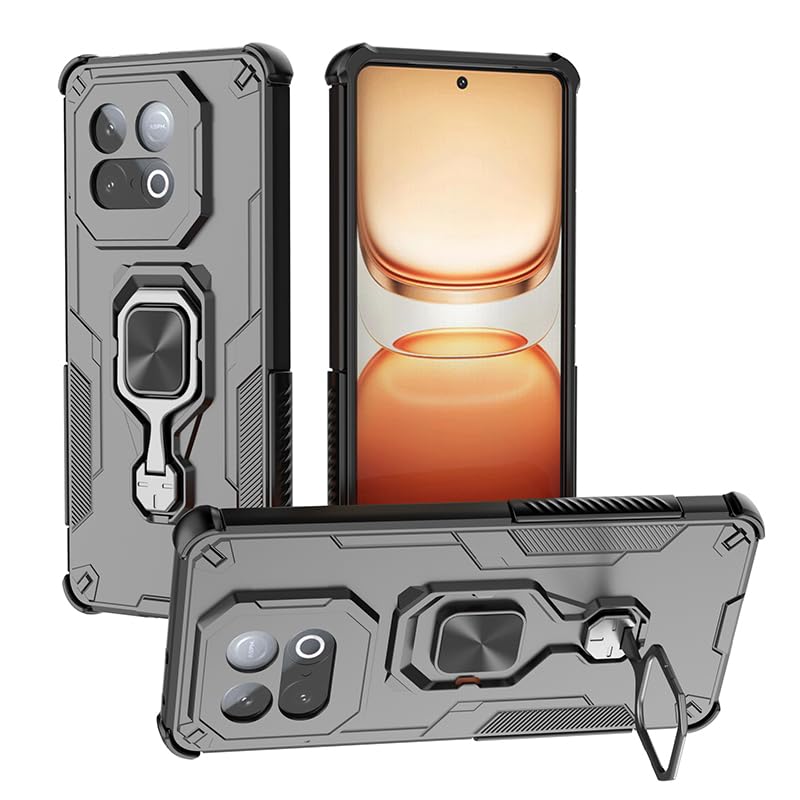 Image of Lustree Shockproof Back Cover with 360 Metal Ring-Holder - Compatible with iQOO 15 (Black)