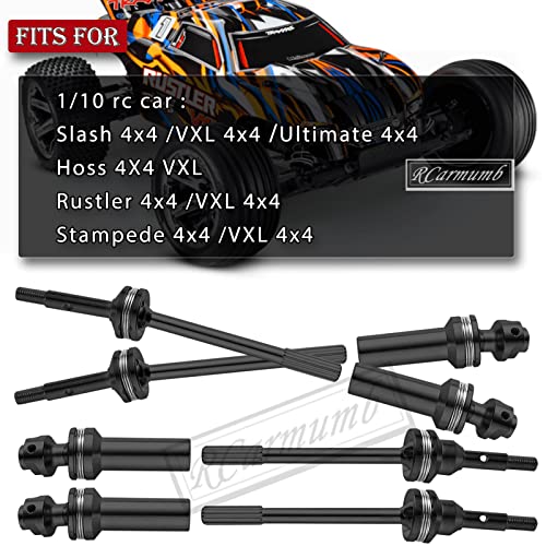 Rcarmumb Rc Driveshafts Cvd Upgrades Part For 1/10 Slash Vxl 4X4 4Wd,Rustler Vxl 4X4 4Wd,Stampede Vxl 4X4 4Wd,Front Rear Steel #45 Drive Shaft Axles With Hex,4Pcs,Black #TOP1