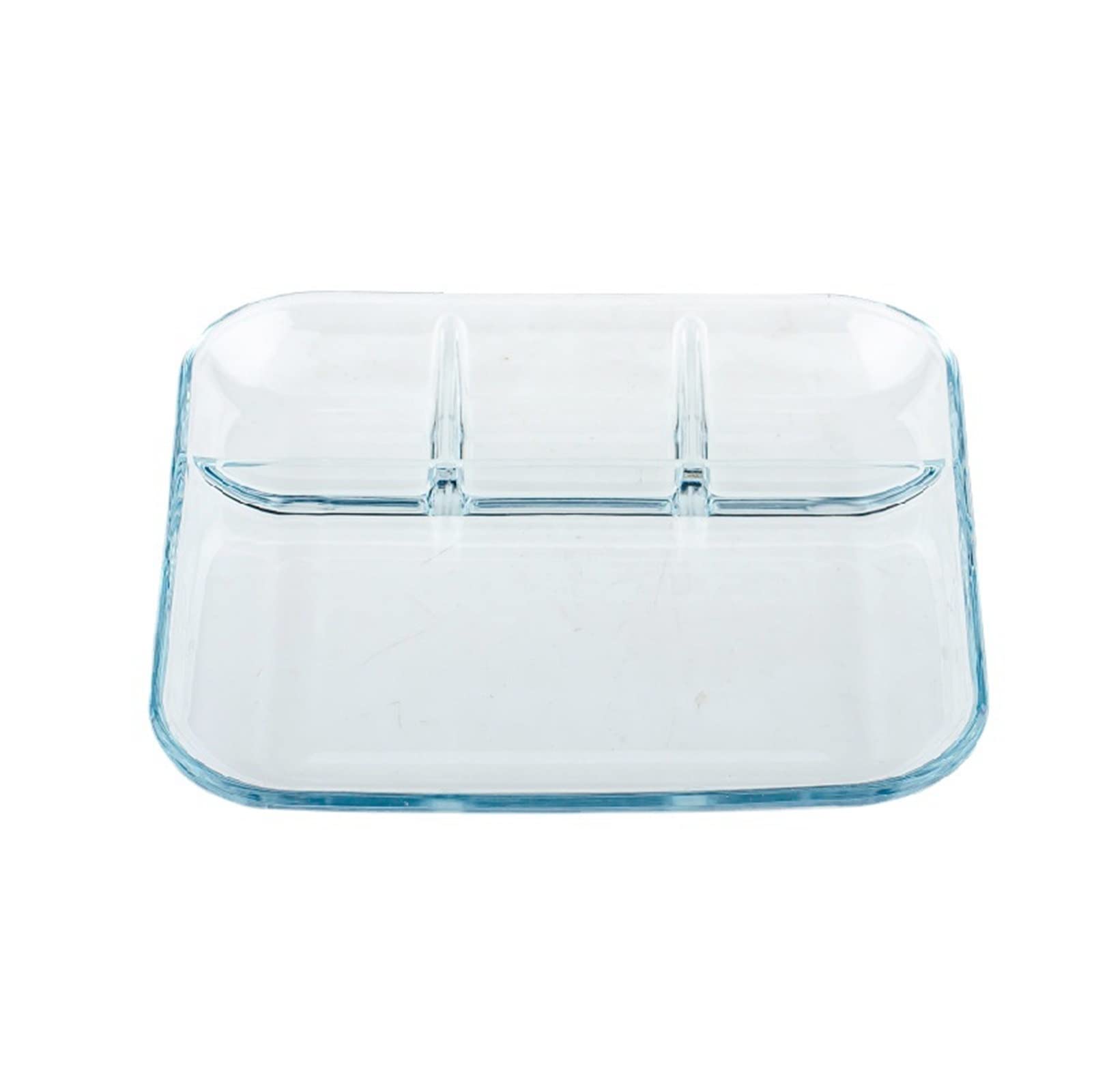 Rectangle Snack Serving Plate Portion Control Plate for Adults Weight Loss 3 Section Diet Plate Tempered Glass Fruit Plate (Color : 9" Square Plate)