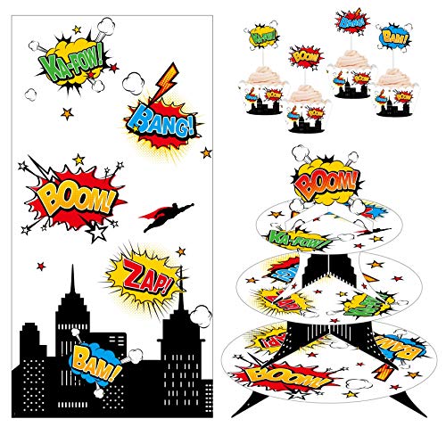 3 Tier Cupcake Stand Super Hero Theme Cupcake Liners Cupcake Topp...
