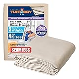 TUFFBOY 10 OZ. Super Weight Cotton Canvas All Purpose Drop Cloth 9Ft. X 12Ft. | SEAMLESS