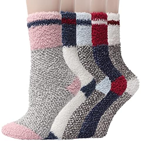HapiLeap Womens Fluffy Socks Winter Thick Cozy Fuzzy Fleece Crew Socks For Home Bed Floor Girls Socks Xmas Gifts (Style I) Cover