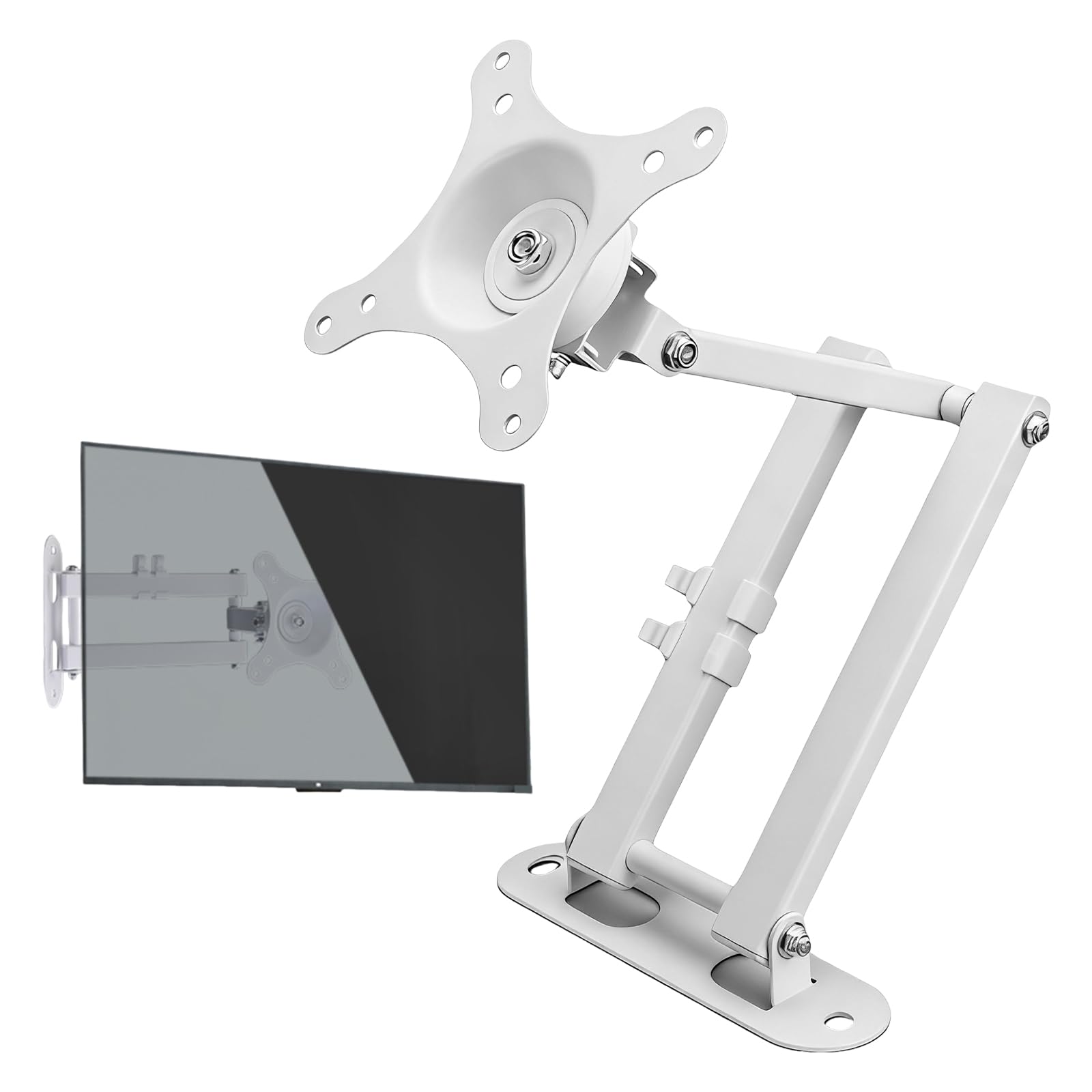 Soporte de Pared para Show 15, Giratorio e inclinable, hasta 15 kg – Giratorio 360°, Ajustable (3,3 – 16,9 Pulgadas), VESA 75/100 para Cocina y salón, Color Blanco