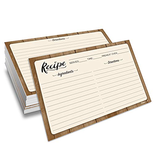 Tarjeta de receta de cocina en papel grueso para notas organizadas de repostería y platos