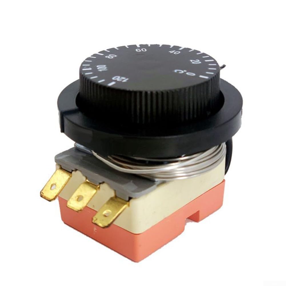 Thermostat mécanique, Thermostat intégré 0-120 °C, régulateur de température, Contrôle Température Interrupteur Capteur À Température Réglable pour Four Réfrigérateur Chauffage