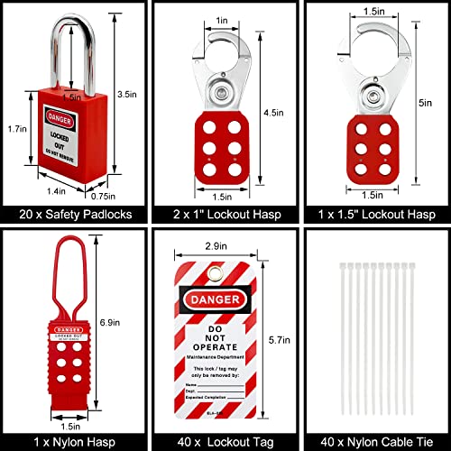 SAFBY Kit de metal para estação de identificação de bloqueio com etiqueta de bloqueio Loto 4 Hasps,