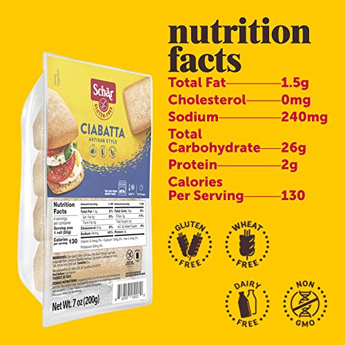 Schar - Ciabatta Rolls - Certified Gluten Free - No Gmo's, Or Wheat - Dairy Free - (7.0 Oz) 2 Pack #TOP2