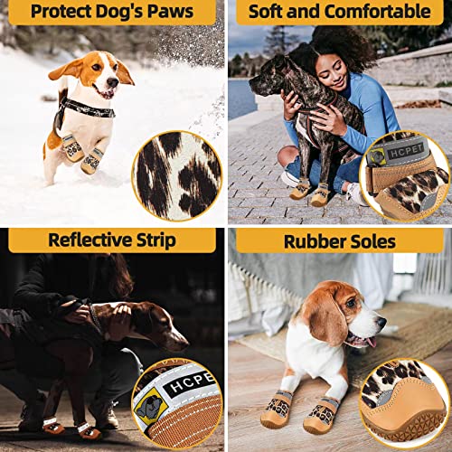 Jzxoiva Dog Shoes For Large Dogs Boots, Waterproof Dog Booties For Hardwood Floors, Outdoor Paw Protector With Reflective Strips For Hot Pavement Winter Snow Hiking Booties 4Pcs/Set #TOP4