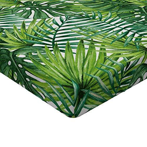 Ambesonne Leaf Fitted Sheet, Tropical Exotic Banana Forest Palm Tree Leaves Watercolor Design Image, Soft Decorative Fabric Bedding All-Round Elastic Pocket, Queen Size, Green #TOP10