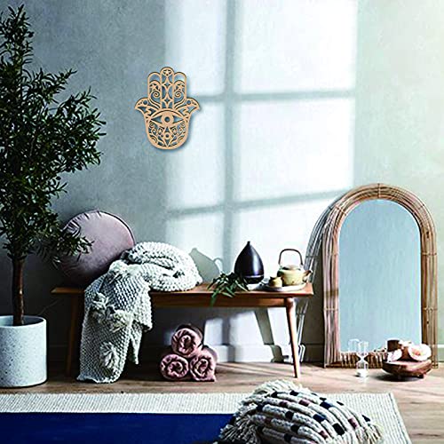 Creatcabin Hand Of Fatima Decor Wall Wooden Wall Art Crystal Grid Sacred Geometry Laser Cut Wall Sculpture Hanging Decor Spiritual Symbol Round For Home Office Yoga Studio Decoration 11.8Inch #TOP6