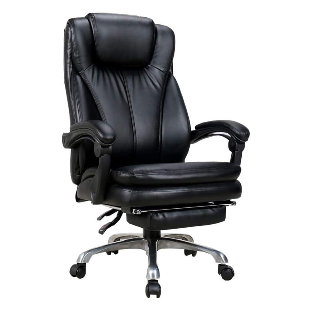 HTTGDGDH Ergonomic Pu Leather Executive Office Chair - Swivel Reclining Chair With Armrest & Footrest For Gaming Study Home Office - Stylish Black Design,