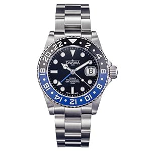 Swiss Made Professional Men Watch, Ternos Automatic Illuminated Analog Display with GMT Dual Time, Stylish Wrist Band & Ceramic Bezel