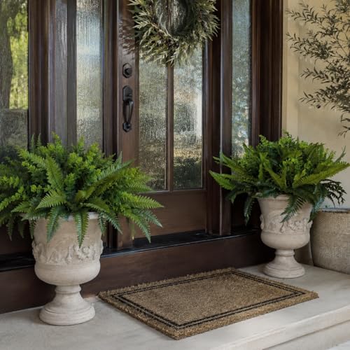 Haute Decor Set of 2 Fern and Eucalyptus Urn Planter Fillers - 24 Wide All-Weather Artificial Greenery for Outdoors with Adjustable Height to Fit Different Pot Sizes