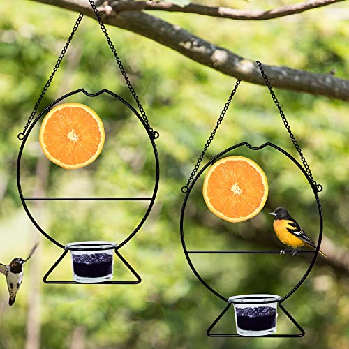 Prsildan 2 Pcs Oriole Bird Feeders Outdoor Bird Feeder with Orange Fruit Holder and Grape Jelly Grass Outside Hanging Feeders for Baltimore Oriole Garden Yard
