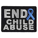End Child Abuse Blue Ribbon Patch - 2.75x2 inch. Embroidered Iron on Patch