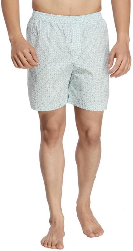 ENNOBLE Men’s Pure Cotton Boxer - Printed - Back Pocket Fly Button Closure Waist Inside Elastic Comfortable Innerwear Loungewear Relaxed Fit | Blue