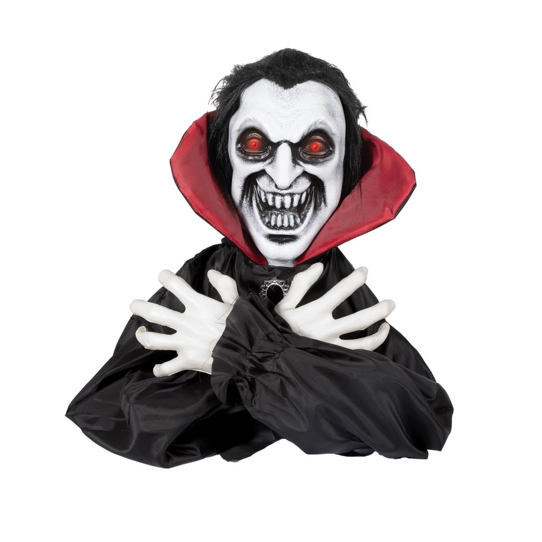 P'tit Clown - 24093 - Springender Halloween-Vampir Automat – Animierte Deko mit Sound & Licht – Batteriebetrieben (3xAAA Nicht enthalten) – 40 cm