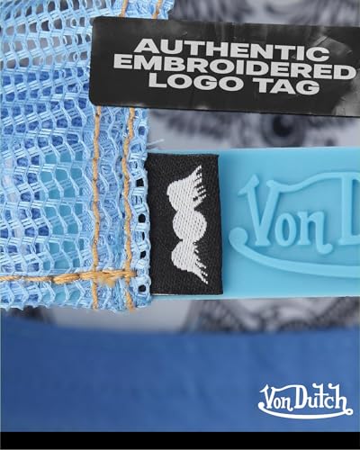 Image of Von Dutch Monogram Trucker Cap - Retro Snapback Cap for Men and Women - Adjustable Snap Fit Panel, Mesh Rear, Curved Bill