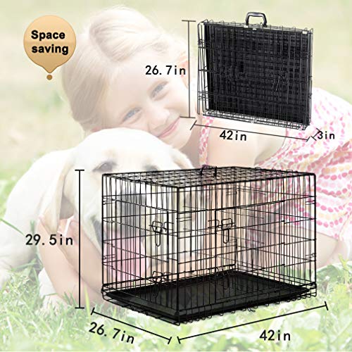 BestPet Dog Crates for Large Dogs Folding Mental Wire Crates Dog