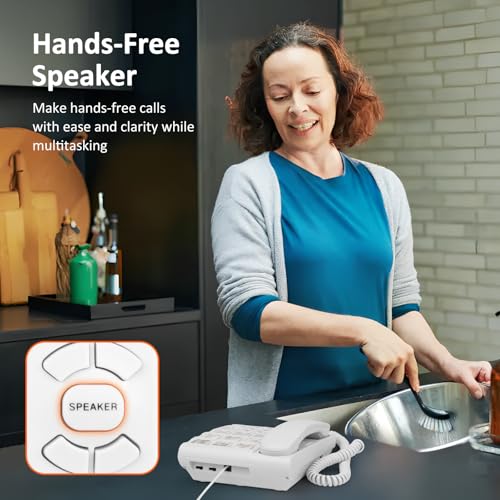 Big Button Phones for Elderly and Dementia Sufferers Loud Ringer House Landline Telephone with Speed Dialing Volume Control, Hands-free Corded Phones for Hearing, Visually Impaired - Image 6