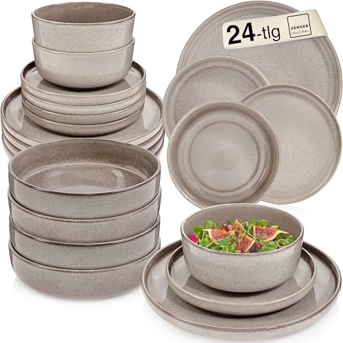 SÄNGER Kairo Clay | Tafelservice 24 teilig, Steingut Geschirr Set 6...