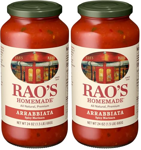 Image of Rao's Homemade Arrabbiata Sauce, 24 oz, Tomato Sauce, Spicy, All Purpose, Keto Friendly Pasta Sauce, Premium Quality Tomatoes from Italy and Crushed Red Pepper (Pack of 2)