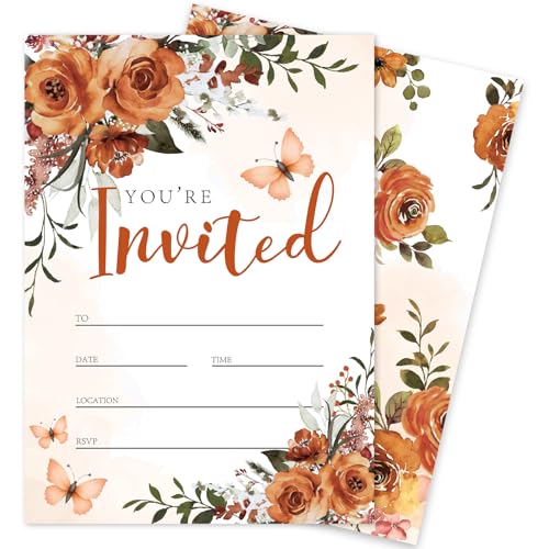 JarThenaAMCS 25Pcs Watercolor Floral Invitations...