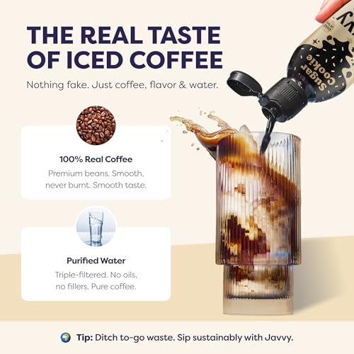 Image of Javvy Cold Brew Coffee Concentrate Instant Coffee, Sugar Cookie | 100% Real Coffee, 0g Sugar, No Artificial Flavors, 60-80mg Caffeine per Serving, Gluten Free, Makes Hot or Iced Coffee