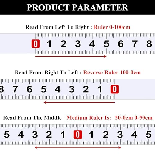 3PCS 1M Self Adhesive Tape Measure - Metric Scale Ruler for Left to Right, Right to Left, & Middle to Both Sides Measurement - Sticker Ruler for Mechanical Table Saw & DIY Projects