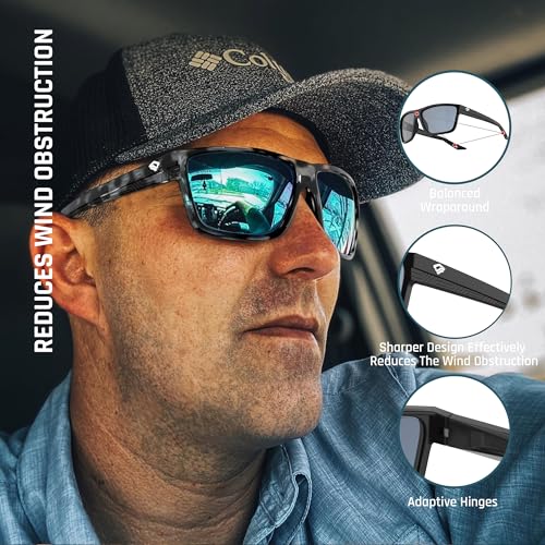 TOREGE Nautilus Polarized Wraparound Sports Sunglasses — Ice-Blue Lens — view 3