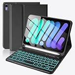 SOPPY for iPad mini 7 Keyboard Case A17 Pro 2024/iPad Mini 6 Generation Case with Keyboard 2021 8.3 Inch, 7 Color Backlit Detachable Keyboard Cover for iPad mini 7th/6th Gen, Black